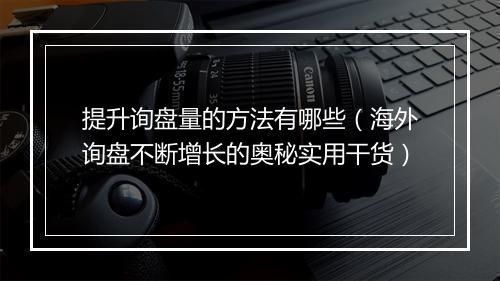 提升询盘量的方法有哪些（海外询盘不断增长的奥秘实用干货）