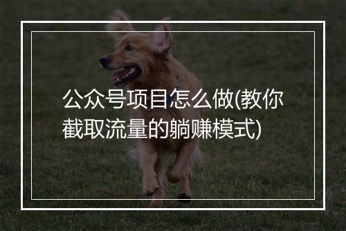 公众号项目怎么做(教你截取流量的躺赚模式)