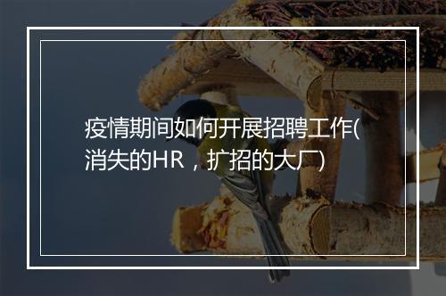疫情期间如何开展招聘工作(消失的HR，扩招的大厂)