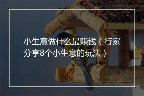 小生意做什么最赚钱（行家分享8个小生意的玩法）