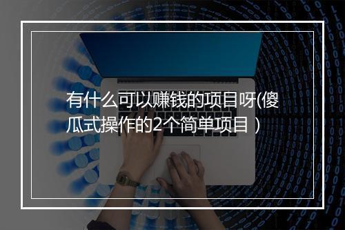 有什么可以赚钱的项目呀(傻瓜式操作的2个简单项目）
