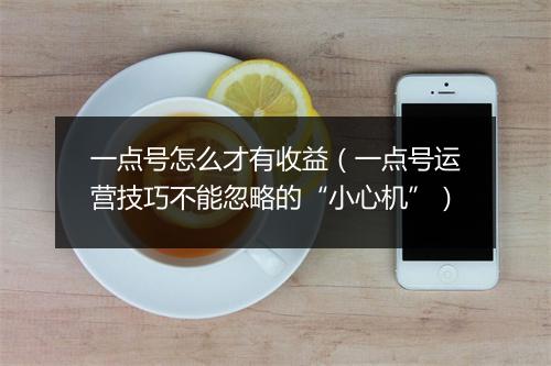 一点号怎么才有收益（一点号运营技巧不能忽略的“小心机”）