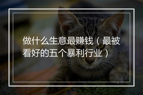 做什么生意最赚钱（最被看好的五个暴利行业）