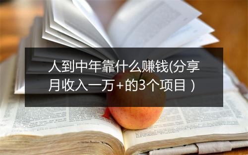 人到中年靠什么赚钱(分享月收入一万+的3个项目）