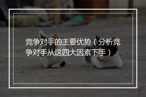 竞争对手的主要优势（分析竞争对手从这四大因素下手）