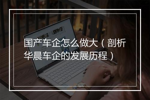 国产车企怎么做大（剖析华晨车企的发展历程）