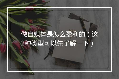 做自媒体是怎么盈利的（这2种类型可以先了解一下）