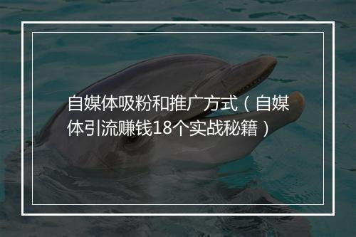 自媒体吸粉和推广方式（自媒体引流赚钱18个实战秘籍）