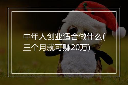 中年人创业适合做什么(三个月就可赚20万)