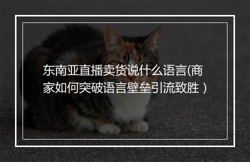 东南亚直播卖货说什么语言(商家如何突破语言壁垒引流致胜）