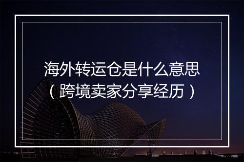 海外转运仓是什么意思（跨境卖家分享经历）