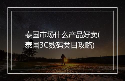 泰国市场什么产品好卖(泰国3C数码类目攻略)