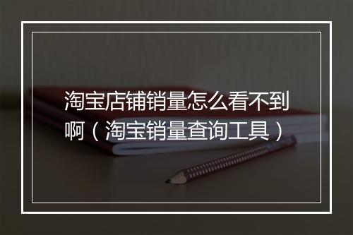 淘宝店铺销量怎么看不到啊（淘宝销量查询工具）
