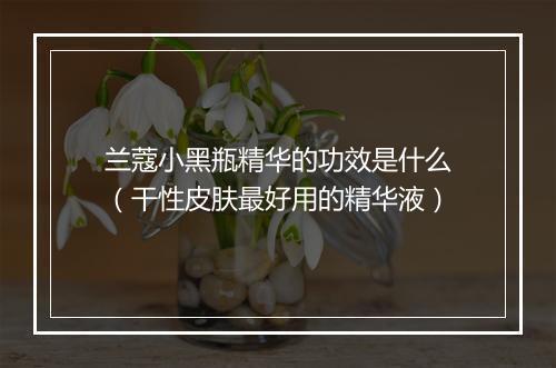 兰蔻小黑瓶精华的功效是什么（干性皮肤最好用的精华液）