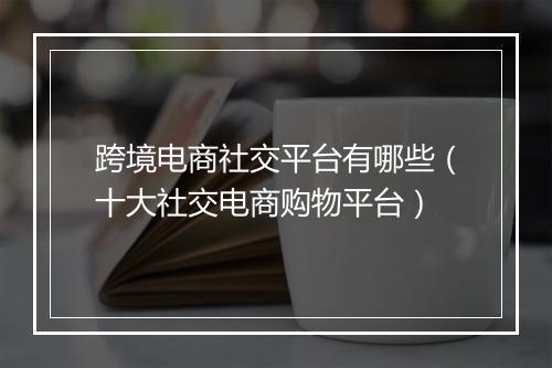 跨境电商社交平台有哪些（十大社交电商购物平台）