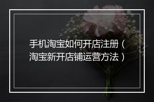 手机淘宝如何开店注册（淘宝新开店铺运营方法）