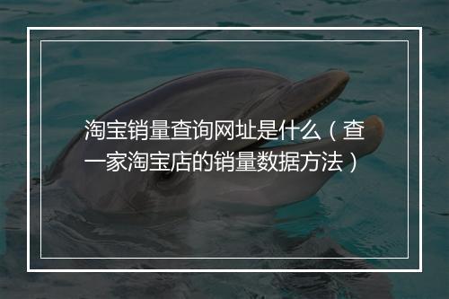 淘宝销量查询网址是什么（查一家淘宝店的销量数据方法）