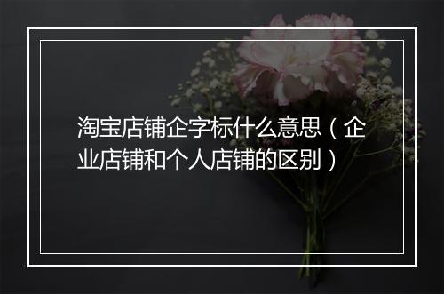 淘宝店铺企字标什么意思（企业店铺和个人店铺的区别）