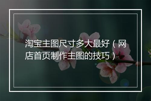 淘宝主图尺寸多大最好（网店首页制作主图的技巧）