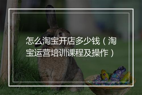 怎么淘宝开店多少钱（淘宝运营培训课程及操作）