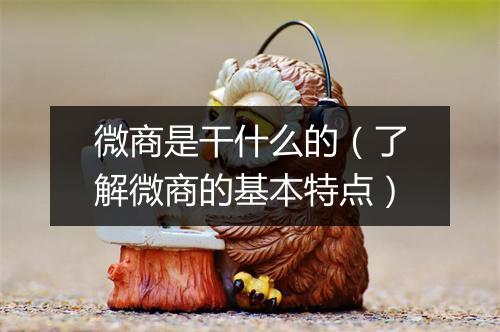 微商是干什么的（了解微商的基本特点）