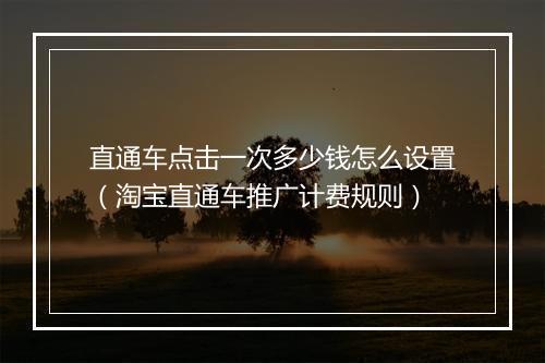 直通车点击一次多少钱怎么设置（淘宝直通车推广计费规则）