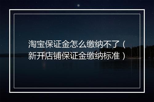 淘宝保证金怎么缴纳不了（新开店铺保证金缴纳标准）