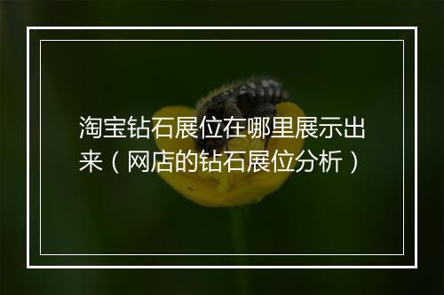 淘宝钻石展位在哪里展示出来（网店的钻石展位分析）