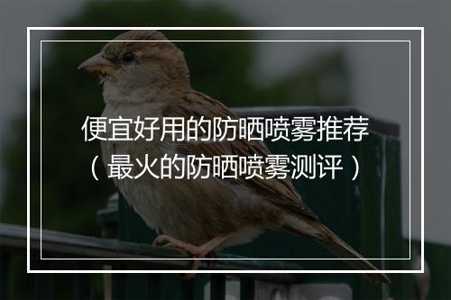 便宜好用的防晒喷雾推荐（最火的防晒喷雾测评）