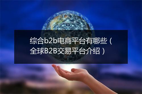 综合b2b电商平台有哪些（全球B2B交易平台介绍）