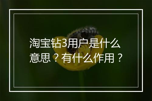 淘宝钻3用户是什么意思？有什么作用？
