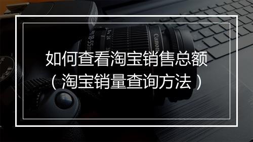 如何查看淘宝销售总额（淘宝销量查询方法）
