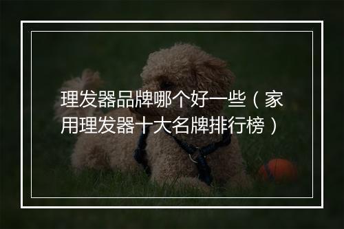 理发器品牌哪个好一些（家用理发器十大名牌排行榜）