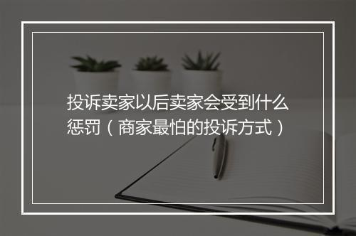投诉卖家以后卖家会受到什么惩罚（商家最怕的投诉方式）