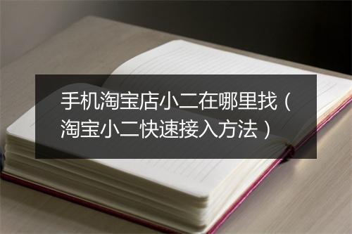 手机淘宝店小二在哪里找（淘宝小二快速接入方法）