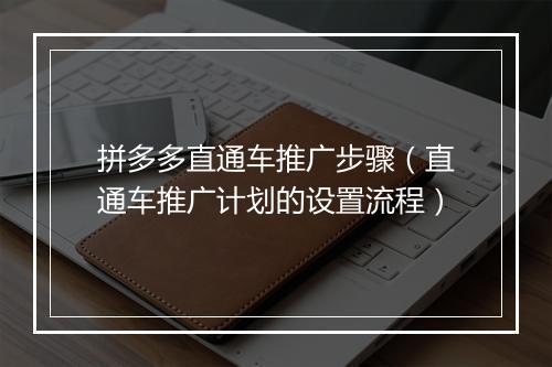 拼多多直通车推广步骤（直通车推广计划的设置流程）