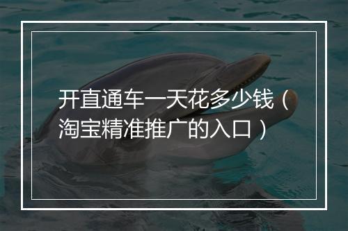 开直通车一天花多少钱（淘宝精准推广的入口）