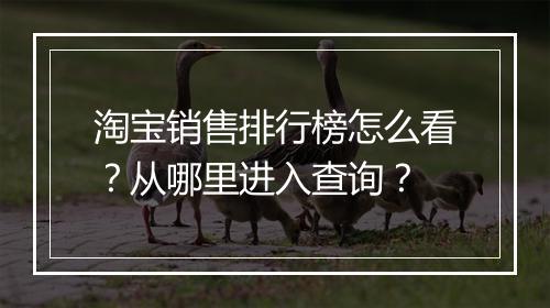 淘宝销售排行榜怎么看？从哪里进入查询？