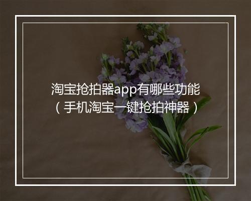 淘宝抢拍器app有哪些功能（手机淘宝一键抢拍神器）