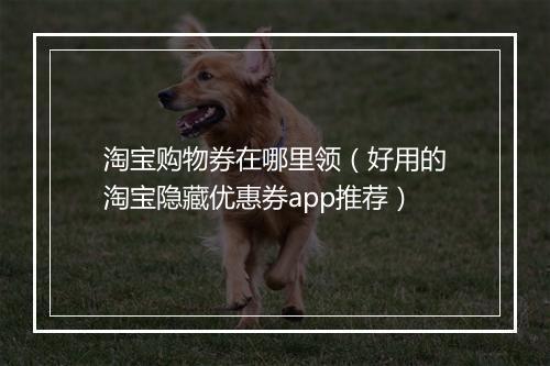 淘宝购物券在哪里领（好用的淘宝隐藏优惠券app推荐）