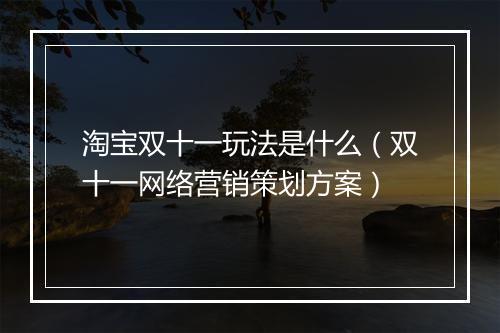 淘宝双十一玩法是什么（双十一网络营销策划方案）