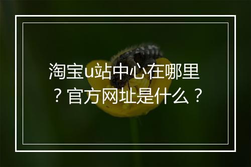 淘宝u站中心在哪里？官方网址是什么？