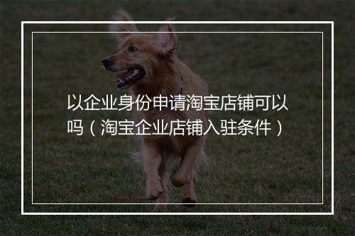 以企业身份申请淘宝店铺可以吗（淘宝企业店铺入驻条件）