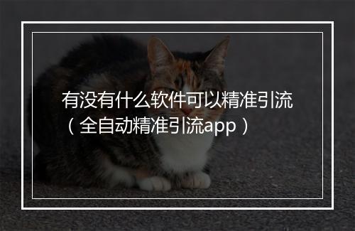 有没有什么软件可以精准引流（全自动精准引流app）