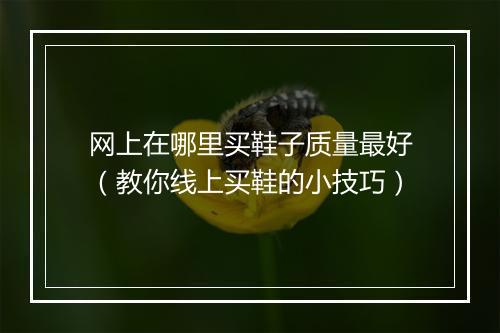 网上在哪里买鞋子质量最好（教你线上买鞋的小技巧）
