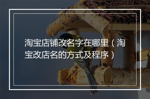 淘宝店铺改名字在哪里（淘宝改店名的方式及程序）