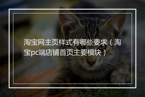淘宝网主页样式有哪些要求（淘宝pc端店铺首页主要模块）