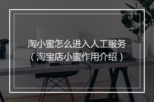 淘小蜜怎么进入人工服务（淘宝店小蜜作用介绍）
