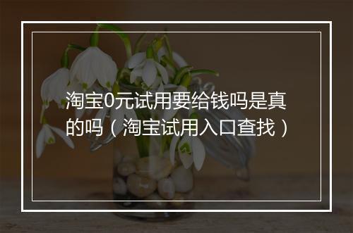 淘宝0元试用要给钱吗是真的吗（淘宝试用入口查找）