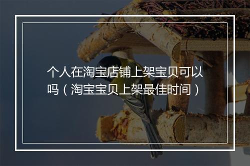 个人在淘宝店铺上架宝贝可以吗（淘宝宝贝上架最佳时间）